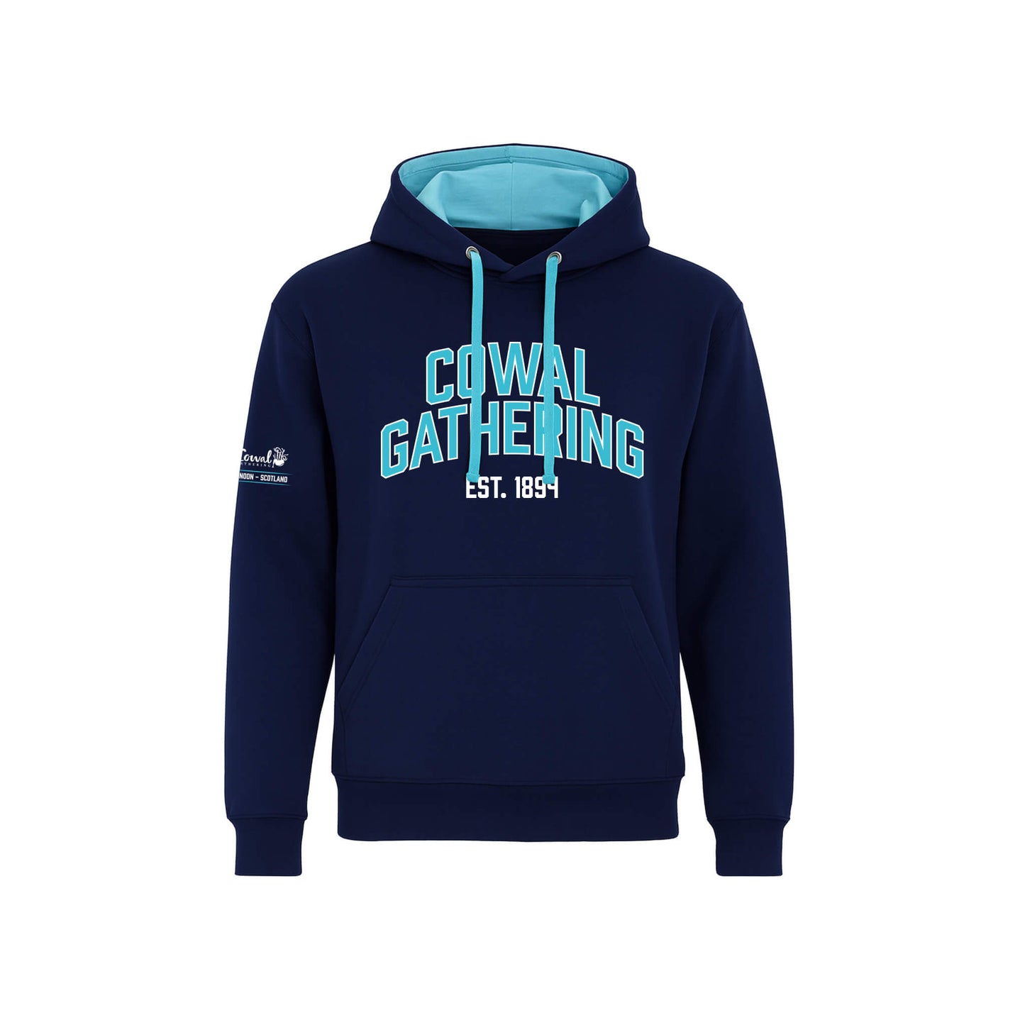Cowal Gathering Hoodie with contrast inner hood - Navy/Blue